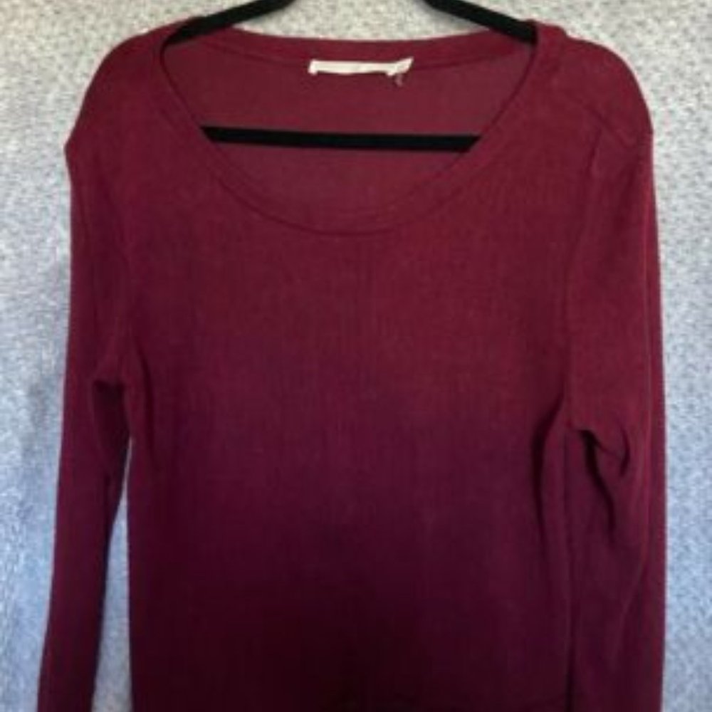 Mosaic & Co Womens S Sweater W/ Lace Size Large Burgundy